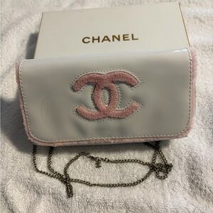 Chanel Pink and White Logo Bag with Box